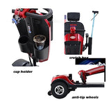 4 Wheel Mobility Scooter, Portable Electric Power Wheelchair, Range Extended Battery Compact Heavy Duty Travel Scooter, with Front Rear Lights and Basket for Seniors, Adults,Handicapped, Elderly (Red)
